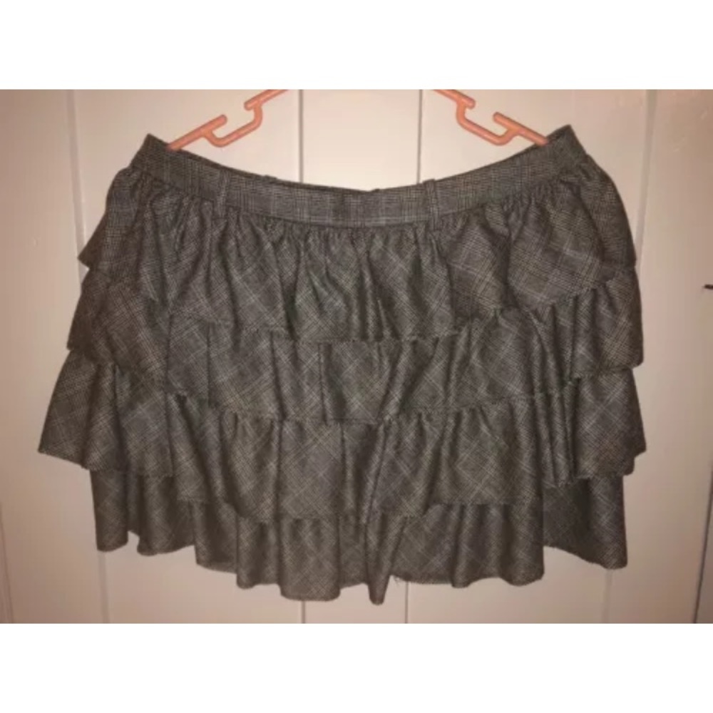 J crew ruffle skirt plaid gray 8